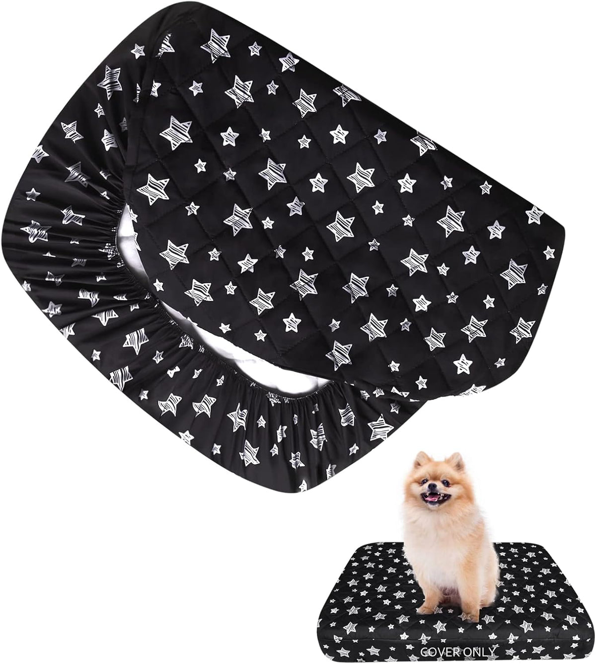 Waterproof Dog Bed Covers Replacement Lovely Grey Star Print - Black Star / 16 x 25 x 5 inch