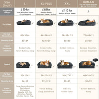 EHEYCIGA Orthopedic Foldable Human Dog Bed, 72x44x11 - 72x44x11(Folded 44x36) / Dark Grey - image 2