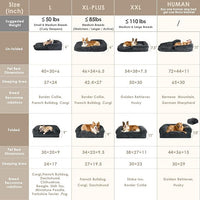 EHEYCIGA Foldable XL Dog Bed, Faux Fur Fluffy Pet Couch Bed for Large Dogs, Orthopedic Calming Memory Foam Big Pet Bed, Washable Soft Pet Sofa Bed with Non-Slip Bottom, Dark Grey, 46"x34"x6.5"