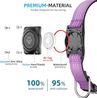 Upgraded AirTag Dog Collar, IP68 Waterproof Air Tag Dog Collar Holder, Reflective, Ultra-Durable, Comfortable Padded, Heavy Duty Dog Collars for Small Medium Large Dogs (M (12.6"-17.1"), Purple)