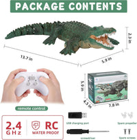 GearRoot remote control crocodile boat toy with glowing eyes swimming in a pool - view 5