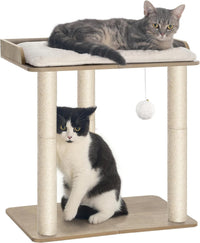 Modern Cat Tree for Large Cats, Full Sisal Cat Scratching Post – Essentials for Cats - Greige / 19.7"L x 13.4"W x 22"H