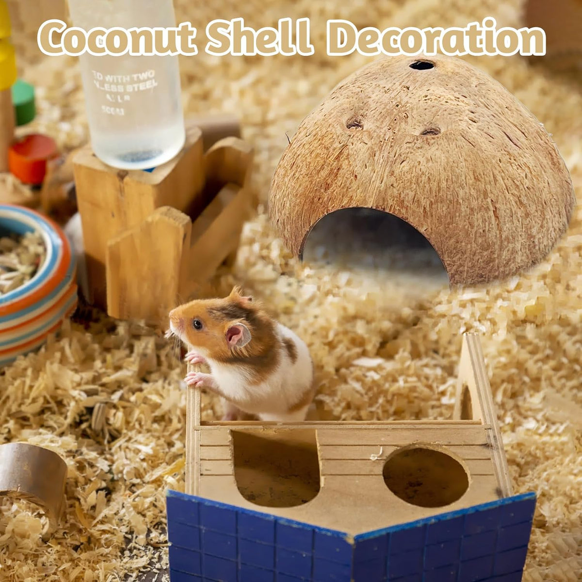 PINVNBY 2 PCS Natural Coconut Reptile Hideouts Lizard Coco Hut Hermit - Smooth Surface / 4 PCS - image 4