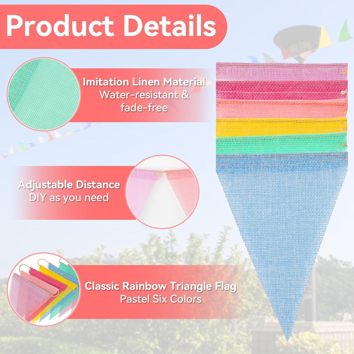 MAQIHAN 52.5 Ft Colorful Pennant Banner Flags - Multicolor - 4pcs - image 3