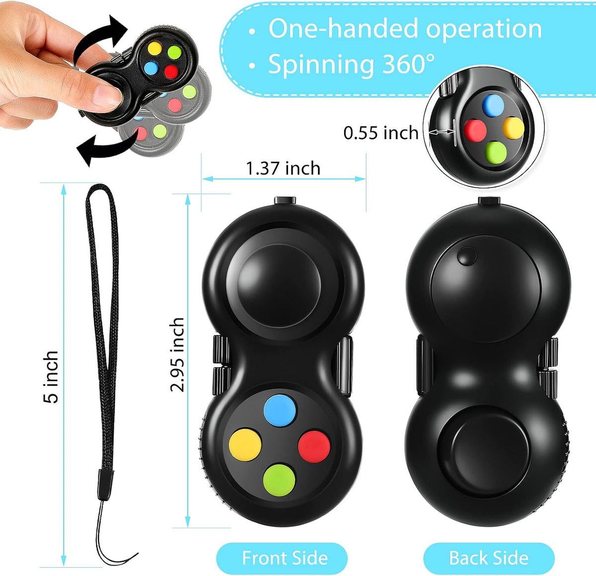 Skylety 2 Fidget Pad Game Controller Fidget Toy - Black Style - image 2
