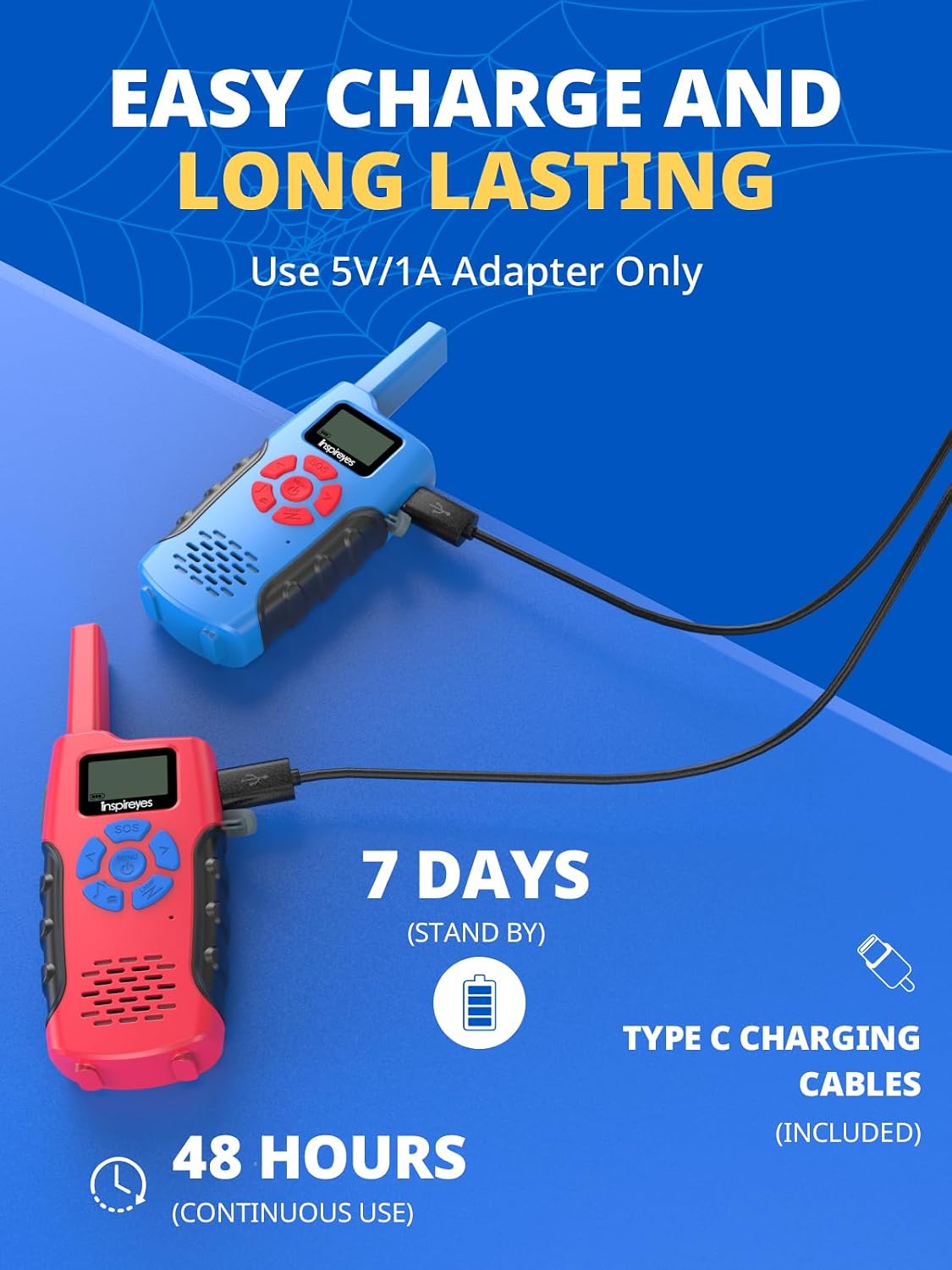 Inspireyes Kids Walkie Talkies - Blue+Red / 2 Pack - image 2