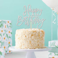 ZHUOWEISM 1 PCS Gold Happy Birthday & Anniversary Cake Topper – Fun for Kids & Family - Silver - image 4