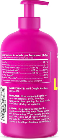 Wild Alaskan Salmon Oil for Dogs & Cats - Pure Fish Omega 3 6 9 Liquid EPA DHA Fatty Acids - Skin & Coat Supplement - Supports Joint Function, Brain, Eye, Immune & Heart Health - Made in USA 32 oz
