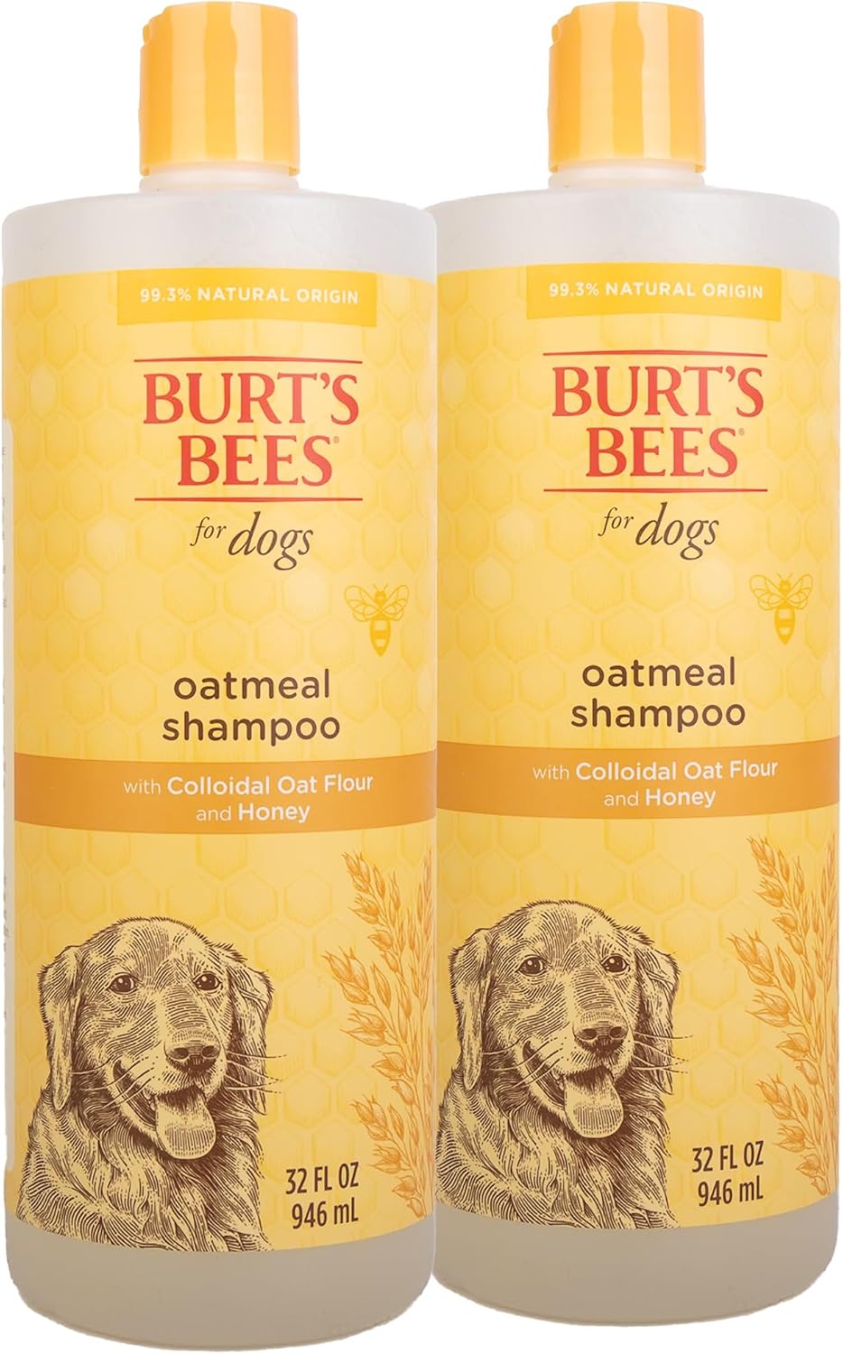 Burts Bees for Pets Oatmeal Dog Shampoo with Honey - Unscented / 32 Fl Oz (Pack of 2)