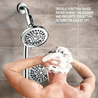 High Pressure Handheld/Rain 82-mode 3-way Shower Head Combo with 25.75" Adjustable Drill-free Stainless Steel Slide Bar, Pet & Tub Power Wash and Anti-clog Nozzles, with 5ft Hose - Polished Chrome