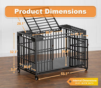 48 Inch Heavy Duty Dog Crate with Wheels - 53.1"L x 30.0"W x 32.3"H - image 2