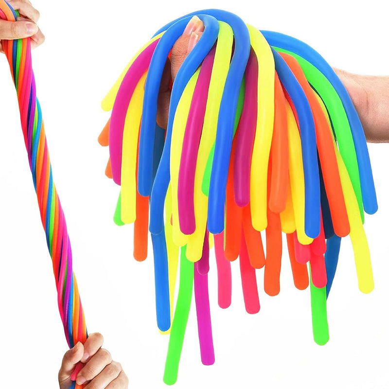 Rtinsd stretchy string noodles, 30 pack of sensory fidget toys in 6 bright colors