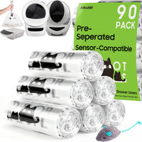 90 Pack Cat Litter Box Robot Model 5/4/3 Waste Bags - Transparent / 1 Count (Pack of 90)
