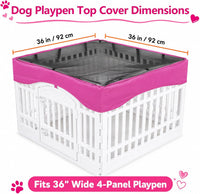 Dog Playpen Mesh Top Cover - Pink / Fits 36" 4-Panel dog playpen - image 3