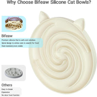 Slow Feeder Cat Bowl, Easy to Clean Silicone Bowl - Purple and White - image 2