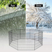 BestPet Dog Pen Playpen Puppy Pet Playpen 8 Panel Indoor Outdoor Metal Portable Folding Animal Exercise Dog Fence,24",Black