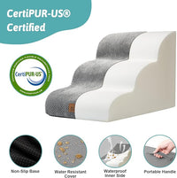 Dog Stairs for Small Dogs 15.7" H, Curved Dog Step for Puppy, Older Cat, Medium Pet Ramp for Sofa, Couch or Bed, Ladder with High Density Foam, 15.7x22.4x15.7 inch, 3 Step, Grey