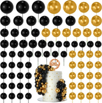 NACHLYNN 80 Pcs Cake Balls Decorations Mini Balloon Cake Topper Balls - Black Gold