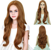 DUDUWIG long black wavy curly middle part wig for kids with wig cap - view 3