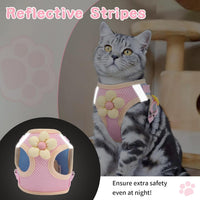 Cat Harness and Leash Set, Escape Proof Soft Vest Walk Pink XS – Essentials for Cats - Sakura pink / Small - image 4