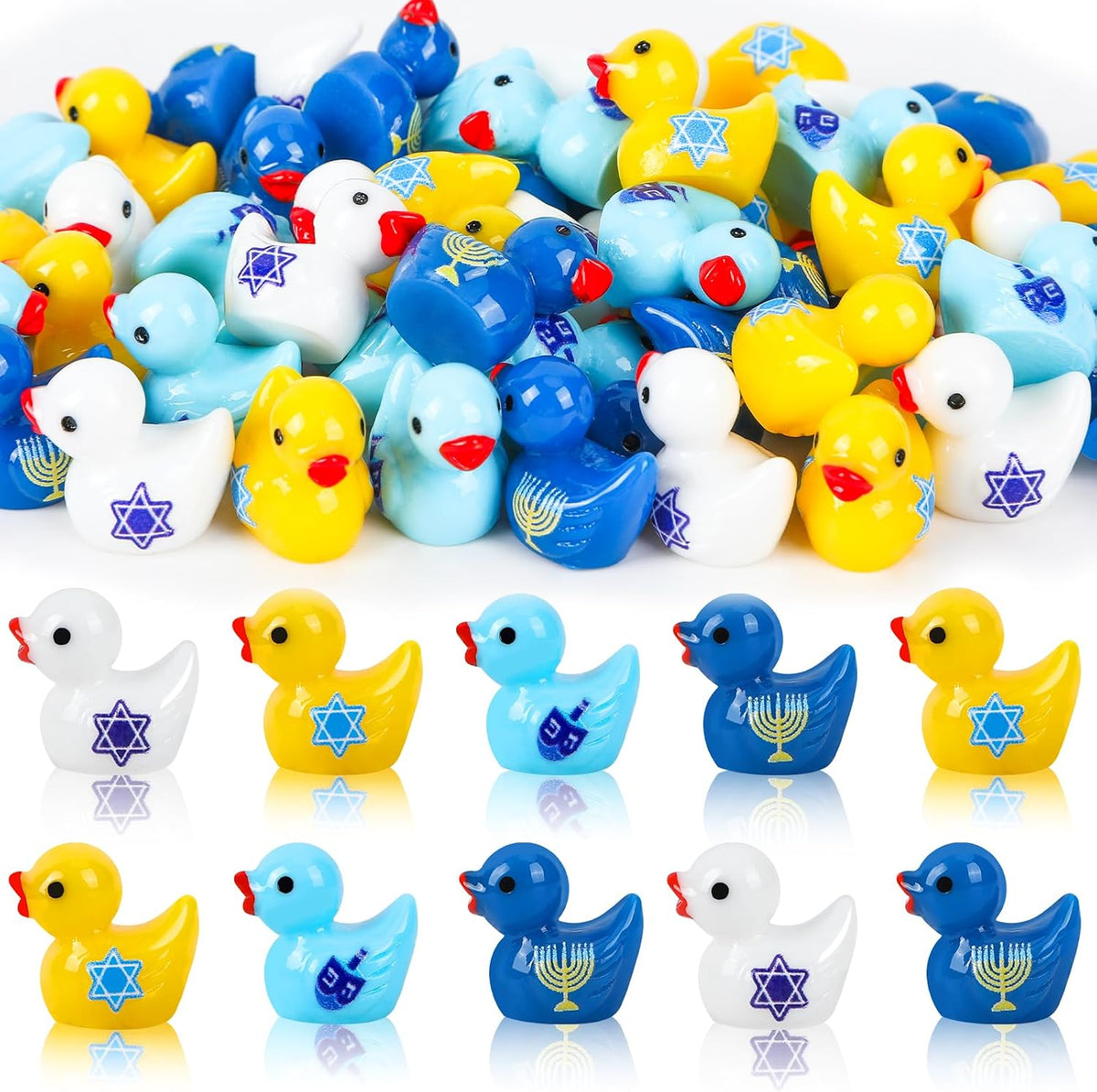 JUNEBRUSHS 50 Pcs Mini Pumpkins Fake Pumpkins Artificial Pumpkins - Hanukkah Mini Resin Duck Style