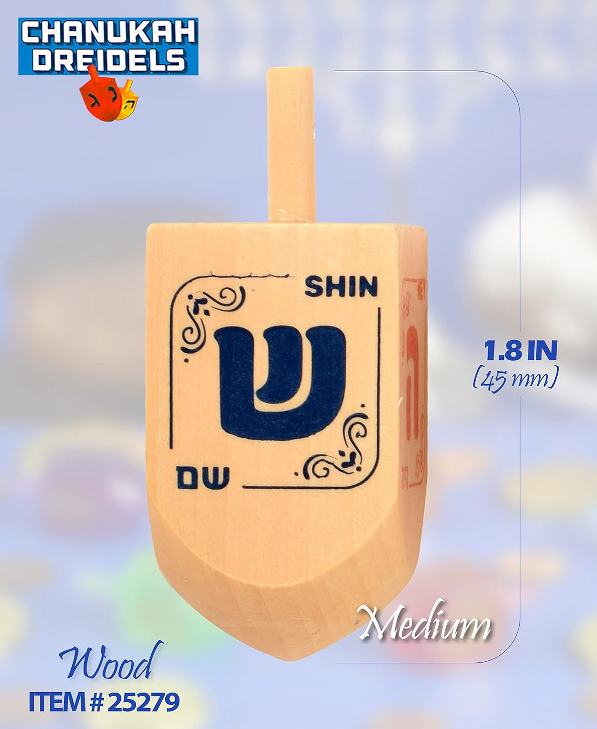Izzy n Dizzy wooden Hanukkah dreidels 10 pack with coin gelt, gelt trays and instruction cards - view 8