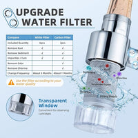 CECEFIN Water-Filter for Sink-Faucet Extender-Aerator - 9pcs Cartridges Reduce Chlorine for Bathroom/Kitchen Skin Face Eye Wash,Brass Faucet Mount Purifier System,1080°Rotating 2-Mode Swivel Aerator