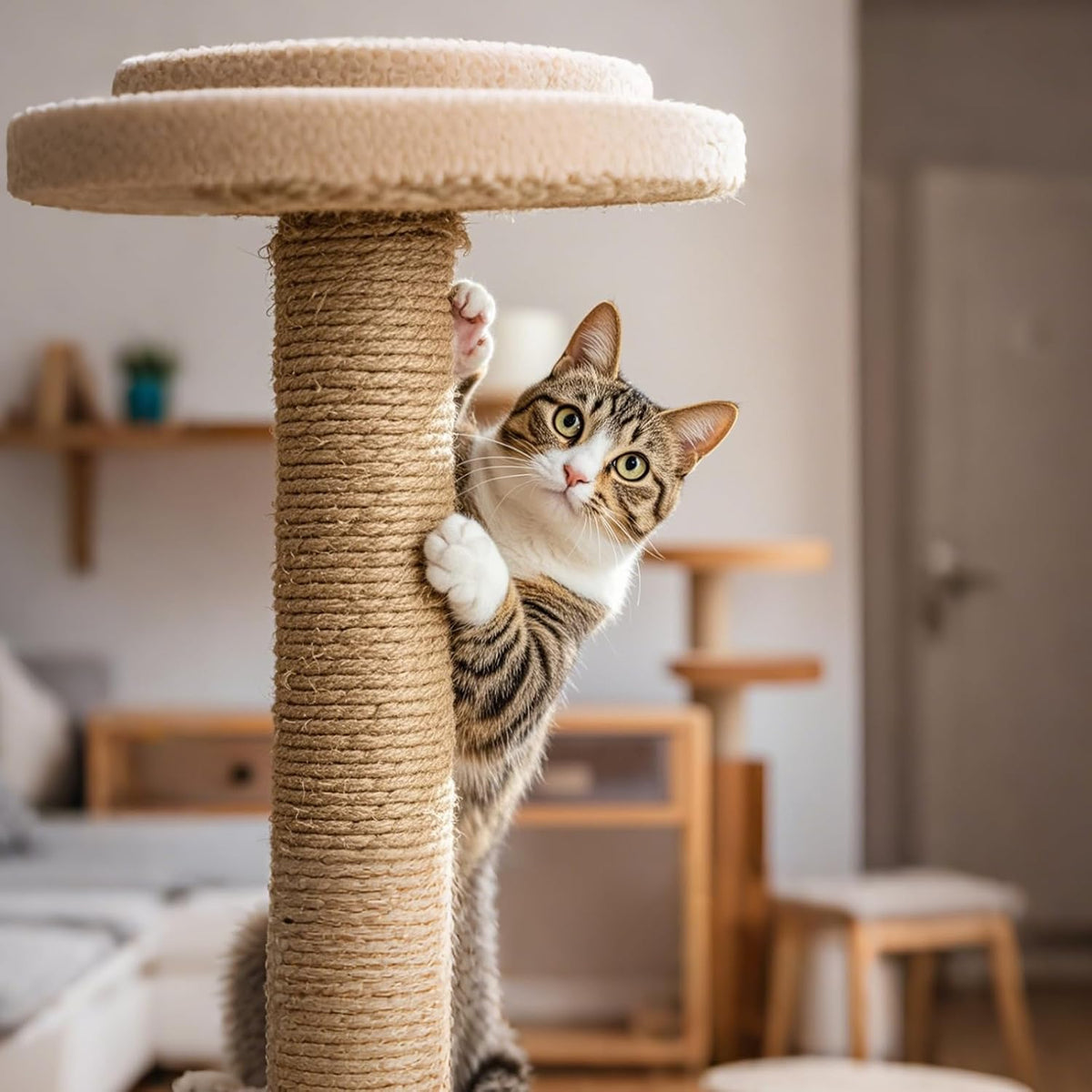 PowerKing Natural Sisal Replacement Scratching Post - 15.7''+15.7'' (2.67''Thick) / Beige - image 4