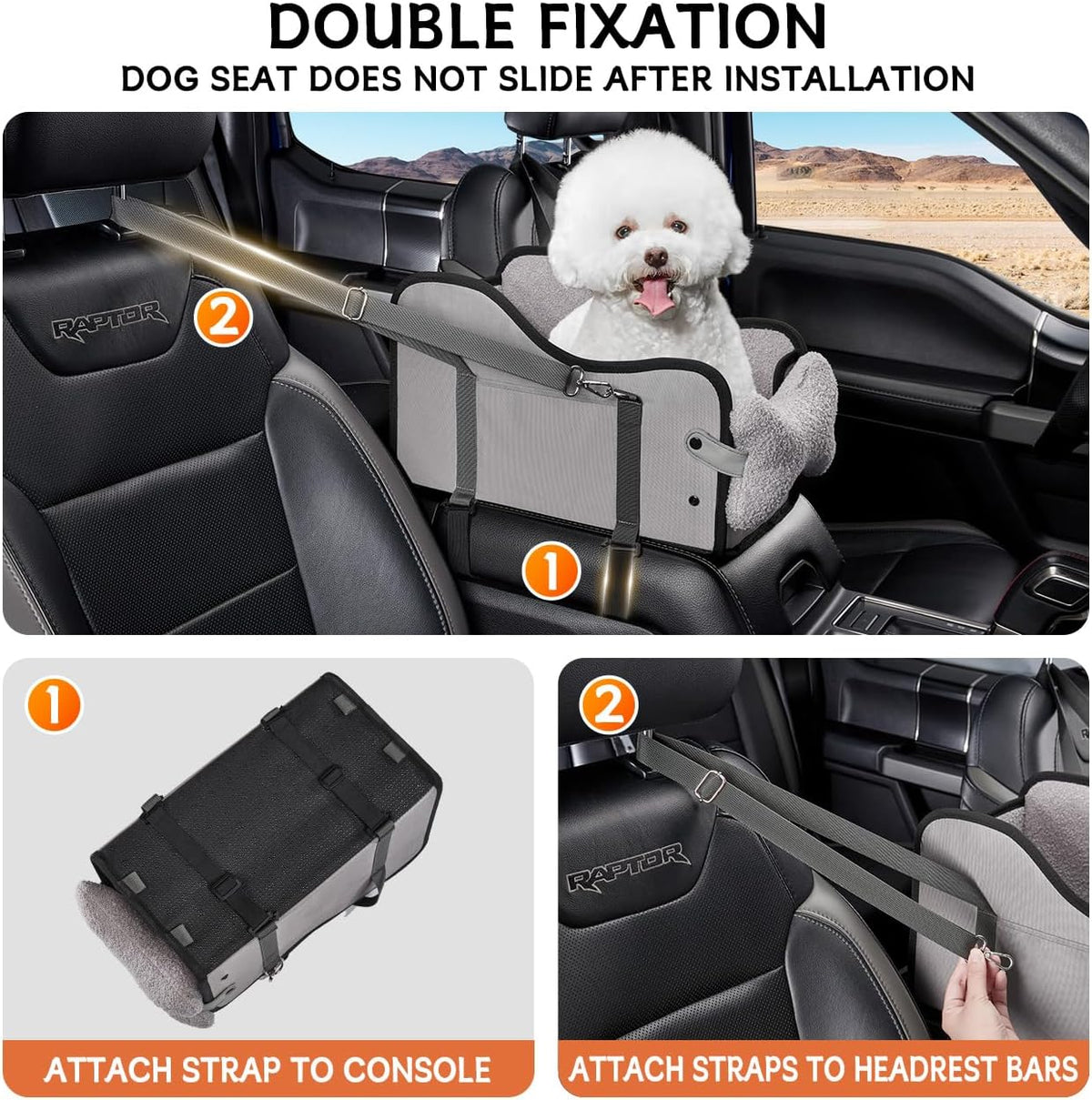 Center Console Dog Car Seat for Small Dogs - gray - image 3