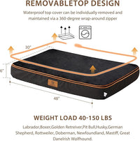 Orthopedic Memory Foam XXL Dog Bed - 6" Thick Beds for Extra Large Sized Dog - Waterproof Removable Washable Cover & Wrap-Around Zipper - Ultimate Comfort & Easy Maintenance, Black