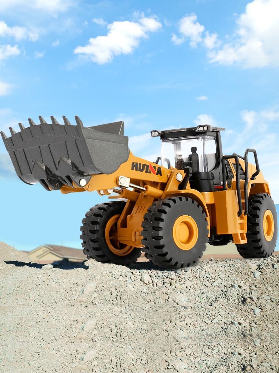 Gemini&Genius diecast wheel loader toy, metal construction vehicle with raising arm - view 2
