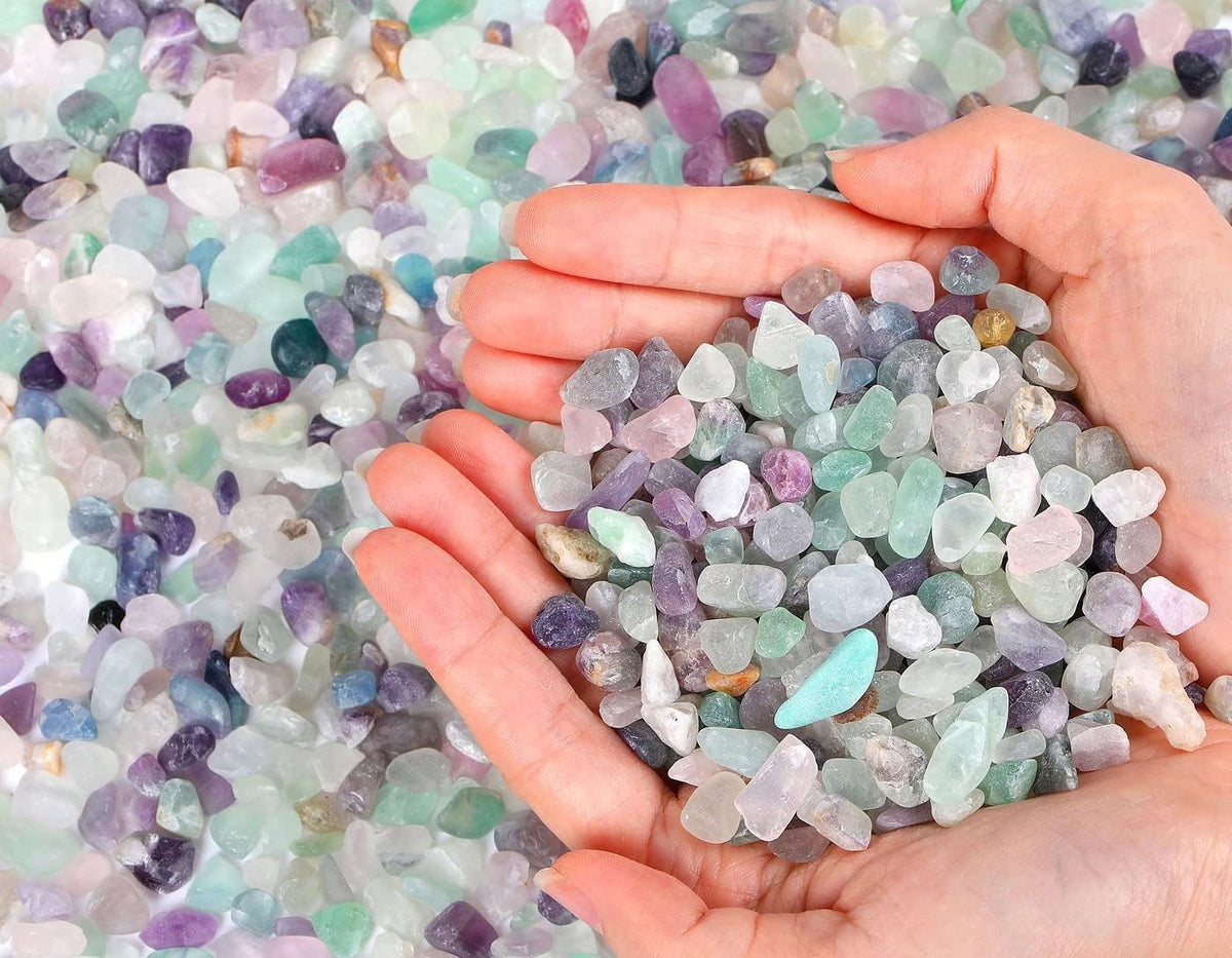 LAIDANLA Rose Quartz Crushed Stone Crystal Chips Bulk - Fluorite / 1Pound-（0.2"-0.28"） - image 3