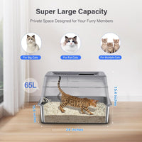 Aphyxen XL Stainless Steel Litter Box with Lid - XL Grey - image 3
