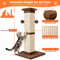 SOCATER Cat Scratching Post 33 Inch, Beige – Essentials for Cats - Brown - image 2