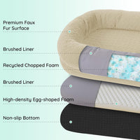 Orthopedic Human Dog Bed, with Faux Fur Washable Cover, Blanket - Linen / Human Dog Bed (72x40x10) - image 3