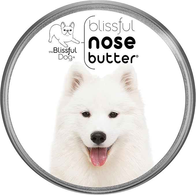 The Blissful Dog Samoyed Nose Butter for Dry, Cracked Skin, Lick-Safe Dog Nose Balm with Moisturizing Shea Butter, Almond, Olive, and Essential Oils, Pet Supplies, Uncented, 1 oz.