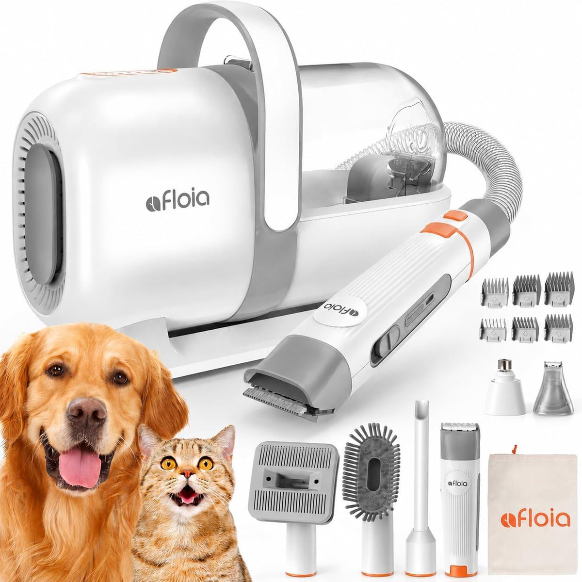 Afloia 6-in-1 Dog Grooming Vacuum Kit - White
