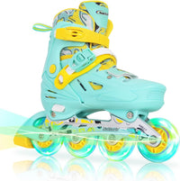 Nattork adjustable inline skates for kids with light-up wheels and checkerboard upper - view 4