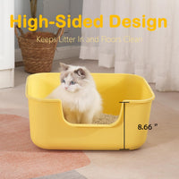 Large Cat Litter Box with High Sides, Cat Boxes for Indoor Cats - Long Side Entry-Grey - image 3