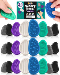 Fidget Toys Adults Sensory Stone: 6 Pack Textured Worry Stone - 24pcs