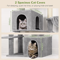 Globlazer Tall Cat Tower, 76 inch Multiple Level Cat Climbers for Indoor Cats, XL Cat Tree with 5 Scratching Posts, 2 Cat Condos, Hammock, 2 Hanging Baskets, F76B, Light Grey