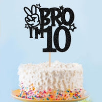 1 PCS Brother I'm 7 Cake Topper Glitter Star Happy 7th Birthday Cake - Black 10th - image 4