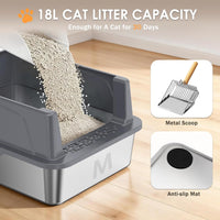 Stainless Steel Litter Box - Dark Gray / 17.4'' x 13.5'' x 8.5'' - image 2