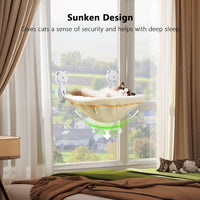 Cat Window Perch Cordless, Foldable & Stable Cat Beds - Faux Rabbit Fur-Large / Cream - image 2