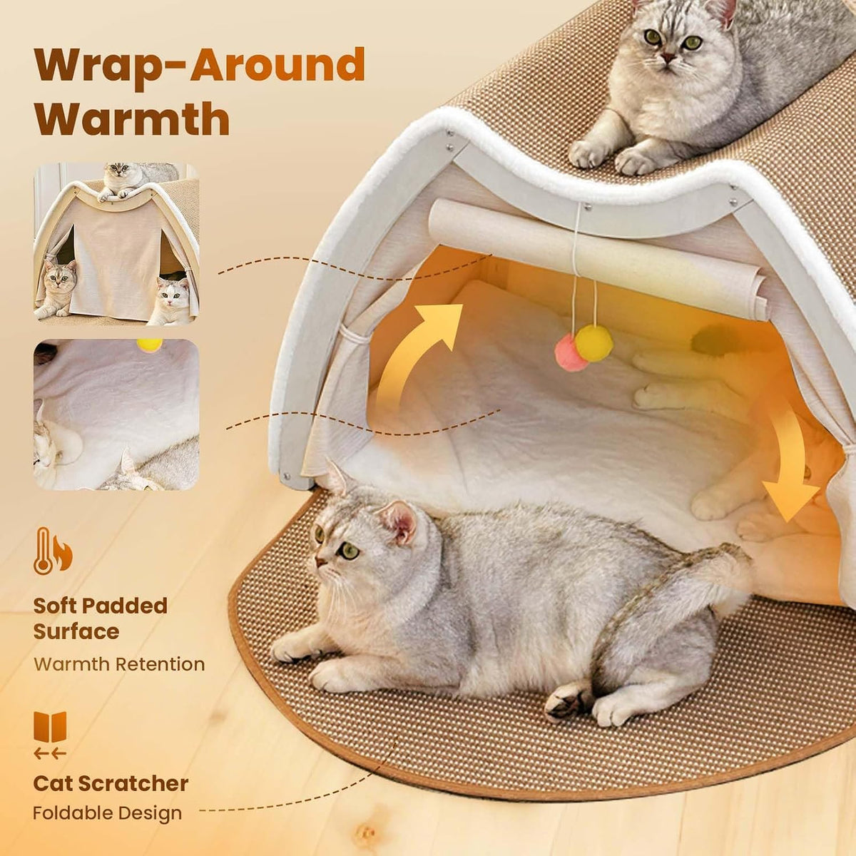 Cat Houses for Indoor Cats - 19.7*12.6*15.7"/Flat Roof (M) - image 4