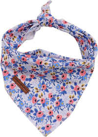Dog Bandanas 1PC Washable Cotton Triangle Dog Scarfs for Small Medium - Small / Blue Flower