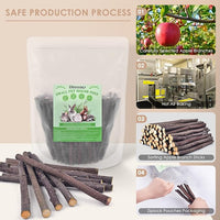 Bissap 460g/16.2oz Apple Sticks for Rabbits, Natural Bunny Chew Toys and Treats for Chinchilla Guinea Pig Hamster Gerbil Small Animals Pet Apple Wood Stick Toys Teeth Grinding