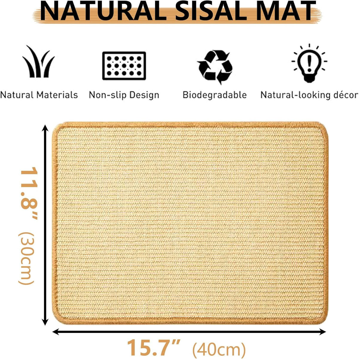 2PCS Rabbit Scratch Mat, Natural Bunny Pad Claws and Teeth Care - Natural 4pcs / 16"x12" - image 2