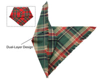 2PCS Christmas Dog Bandanas – Red and Green Plaid with Tassels - BIG FRENCHIES
