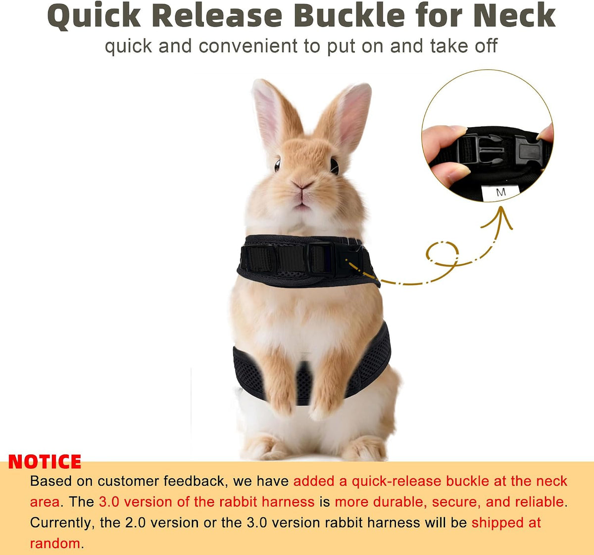 Breathable Bunny Harness and Leash Set with Cute Bow, Black S – Essentials for Small Pets - S / Black - image 2